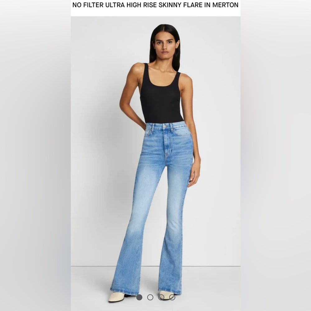 No Filter Denim By 7 For All Mankind Light Wash Bell Bottom HW Jeans Size 27